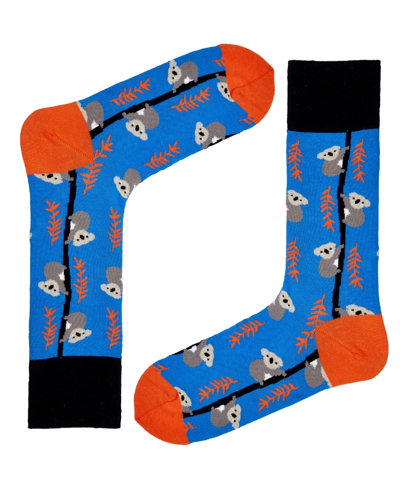 Love Sock Company Men's Koala Novelty Colorful Unisex Crew Socks With Seamless Toe Design, Pack Of 1 In Blue