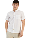 SUN + STONE MEN'S BLAKE LINEN CHAMBRAY SHORT SLEEVE BUTTON-FRONT SHIRT, CREATED FOR MACY'S