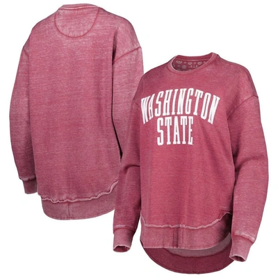 Pressbox Crimson Washington State Cougars Vintage Wash Pullover Sweatshirt