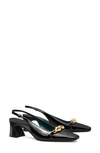 Tory Burch Jessa Slingback Heel In Perfect Black / Gold