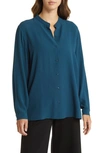 Eileen Fisher Button-down Georgette Crepe Shirt In Multi