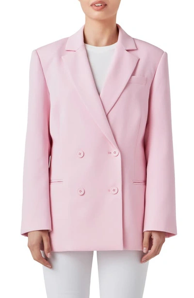 Endless Rose Women's Double Breasted Basic Blazer In Pink