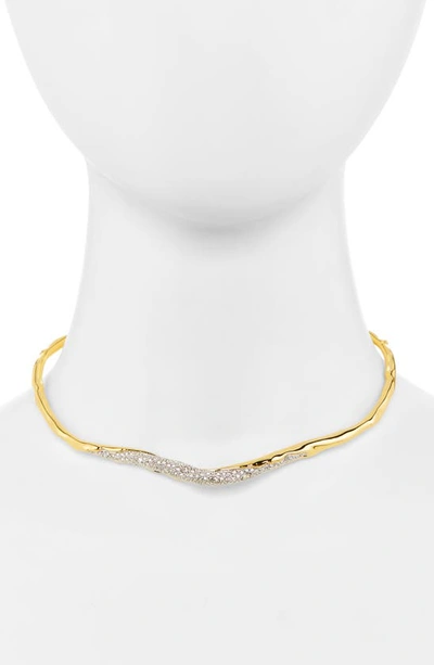 Alexis Bittar Solanales Crystal Skinny Collar Necklace In 14k Gold & Imi Rhodium