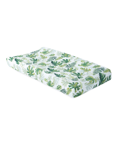 Little Unicorn Baby Muslin Changing Pad Cover In Tropical Leaf Print