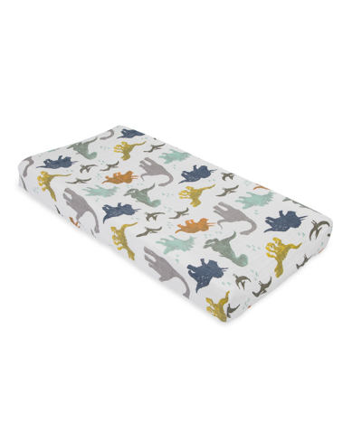 Little Unicorn Baby Muslin Changing Pad Cover In Dino Friends Print
