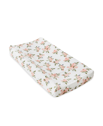 Little Unicorn Baby Muslin Changing Pad Cover In Watercolor Roses Print