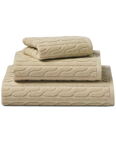 Ralph Lauren Sanders Cable Bath Towel Bedding In Solid Tan