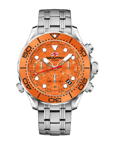 Seapro Mondial Timer Chronograph Quartz Orange Dial Mens Watch Sp0154