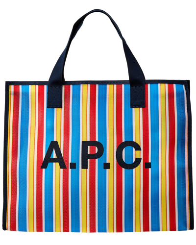 Apc Johanna Striped Herringbone-twill Tote Bag In Blue