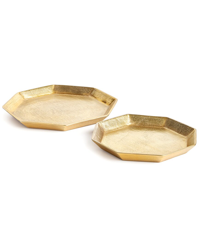 Napa Home & Garden Set Of 2 Dezi Octagonal Serving Trays In Gold