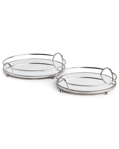 Napa Home & Garden Set Of 2 Hudson Mirrored Trays In Silver