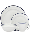 Godinger Bistro Blue Band 16 Piece Porcelain Dinnerware Set In White