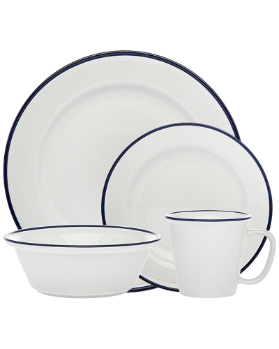Godinger Bistro Blue Band 16 Piece Porcelain Dinnerware Set In White