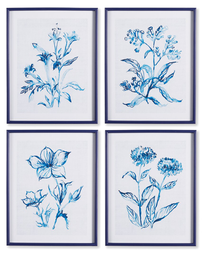 Napa Home & Garden Set Of 4 Indigo Watercolor Botanical Prints