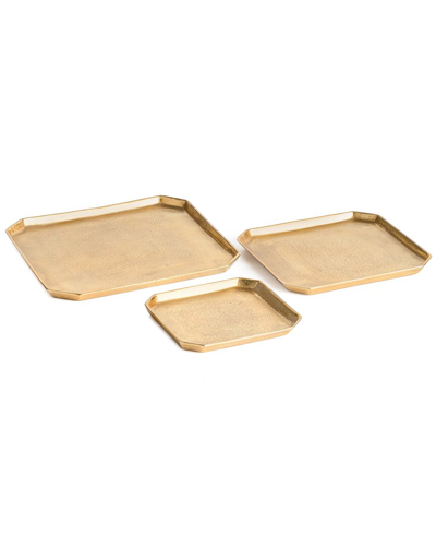 Napa Home & Garden Set Of 3 Dezi Rectangular Serving Trays In Gold
