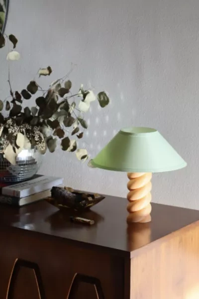 Sofiest Designs Swirl Mushroom Table Lamp In Shade: Tea Green Base: Orange Peel At Urban Outfitters