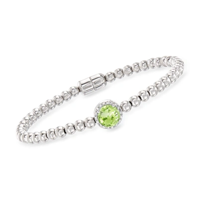 Ross-simons Peridot Beaded Bracelet In Sterling Silver With Magnetic Clasp In Green