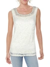 R & M RICHARDS WOMENS LACE EMBELLISHED TANK TOP