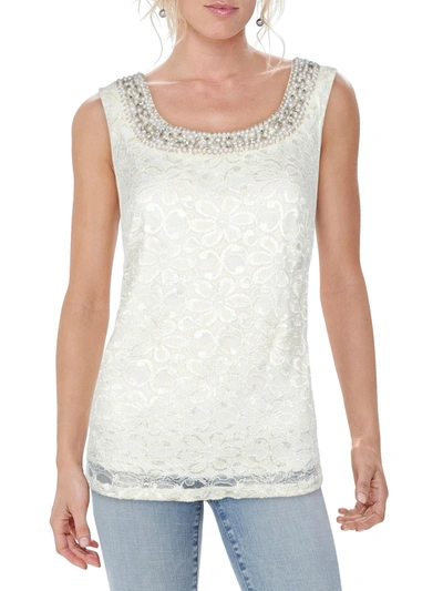 R & M Richards Womens Lace Embellished Tank Top In Multi