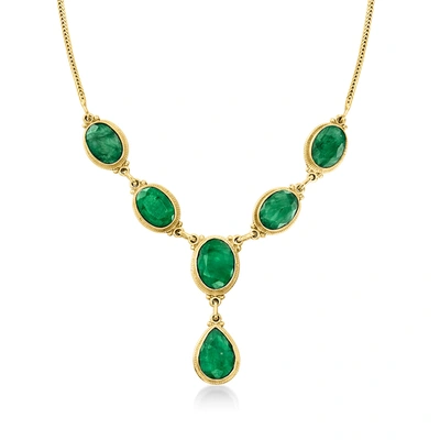 Ross-simons Emerald Y-necklace In 18kt Gold Over Sterling In Green