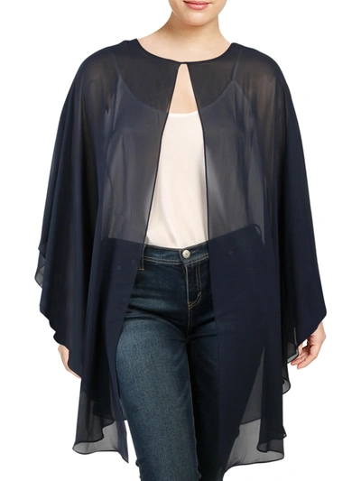 Slny Womens Chiffon Sheer Topper Jacket In Blue