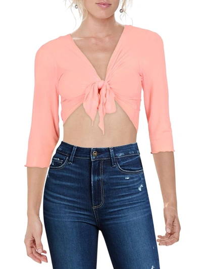 Connected Apparel Petites Womens Tie Front Shrug Cropped In Pink