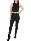 Emerald Sundae Juniors Womens Sleeveless Party Cropped In Black