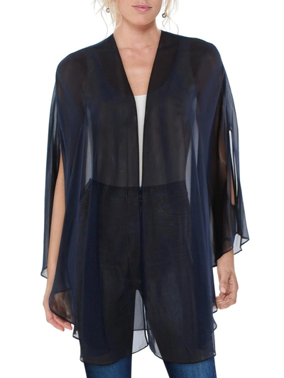 Slny Womens Chiffon Sheer Duster Blazer In Blue