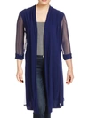 R & M Richards Plus Womens Godet Office Duster Top In Blue