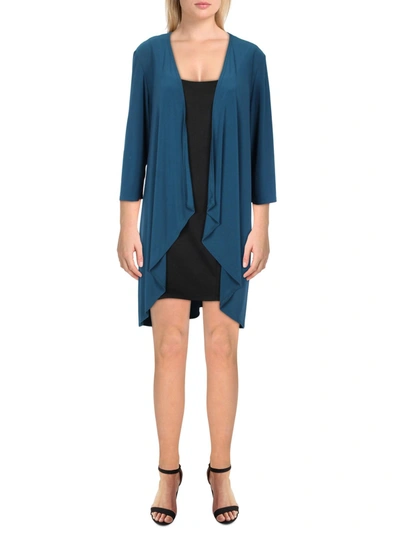 R & M Richards Womens Knit Drapey Duster Blazer In Blue