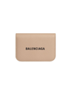 Balenciaga Cash Mini Leather Wallet In Beige