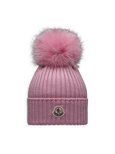 Moncler Girl's Pom-pom Beanie In Light Pink