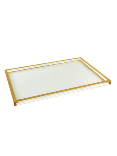 Tizo Lucite Clear Tray With Golden Border In Gold Clear
