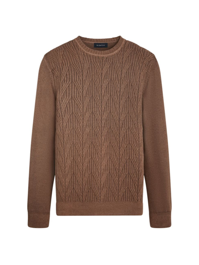 Bugatchi Men's Crewneck Long-sleeve Wool Sweater In Chestnut