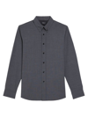 Theory Hugh Wool Blend Slim Fit Dress Shirt In Medium Charcoal