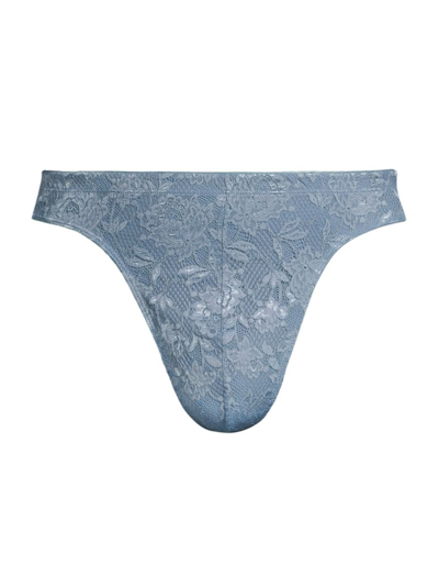 Cosabella Men's Never Classic Lace G-string In Blue Diamond