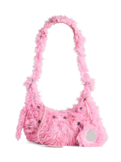 Balenciaga Women's Le Cagole Xs Fake Fur Shoulder Bag In Pink