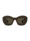 Loewe Inflated Brown Acetate Butterfly Sunglasses In Dark Brown