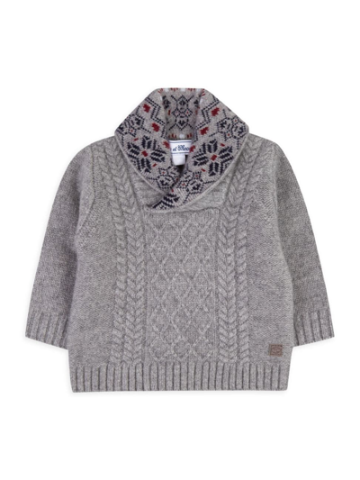 Tartine Et Chocolat Baby Boy's & Little Boy's Fair Isle Shawl Collar Sweater In Grey