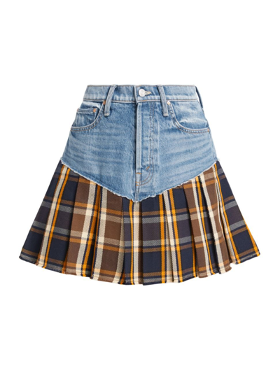 Mother The Fluff And Fold Pleated Mini Skirt In Blue