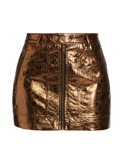 Mother The Sprocket Crinkled Metallic Mini Skirt In Multi