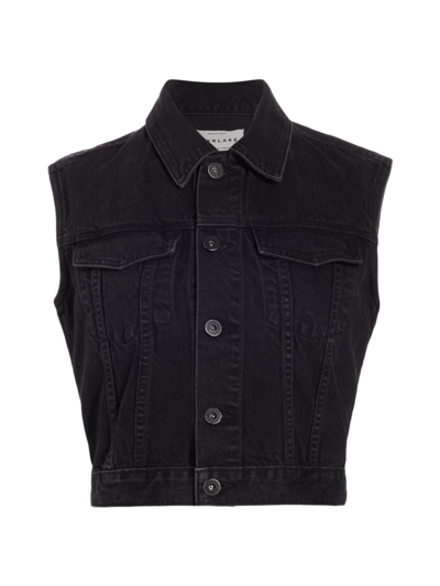 Slvrlake Women's Caroline Crop Denim Trucker Vest In Shadow Ridge