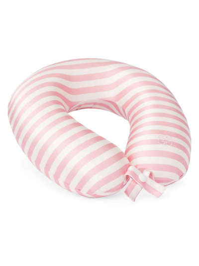 Gingerlily Silk Travel Neck Pillow In Pink Ivory