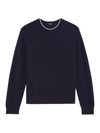 Theory Arnaud Regal Merino Wool Stretch Tipped Slim Fit Crewneck Sweater In Baltic/ White