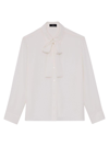 Theory Modern Cotton Georgette Tie-neck Shirt In Ivory