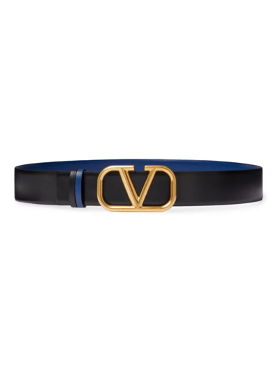 Valentino Garavani Men's Vlogo Signature Reversible Calfskin Belt 40 Mm In Black