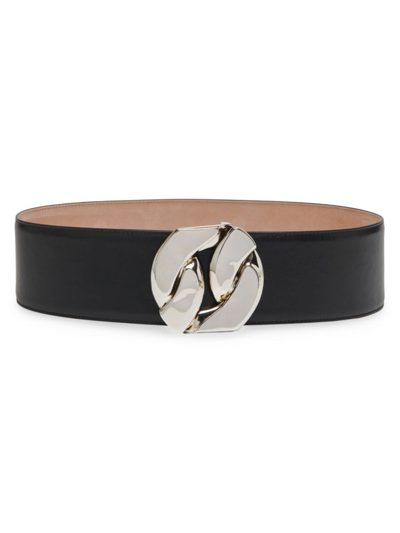 Alexander Mcqueen Chain-link Buckle Leather Belt In Black