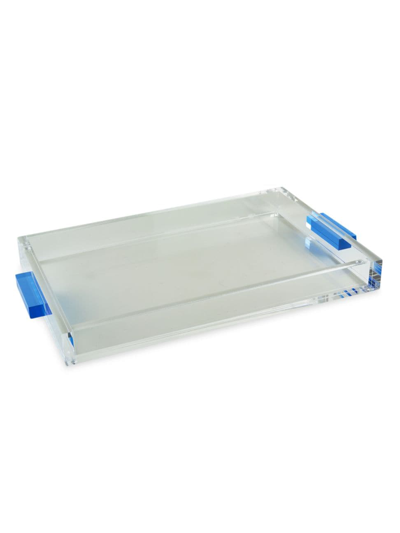 Tizo Lucite Handled Tray In Blue Clear