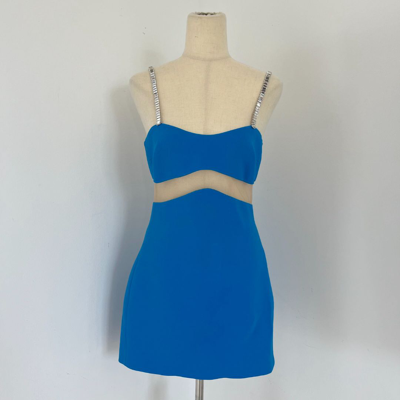 Pre-owned David Koma Blue Mini Dress With Crystal Straps