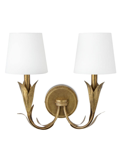 Regina Andrew River Reed Double Sconce Lamp In Gold